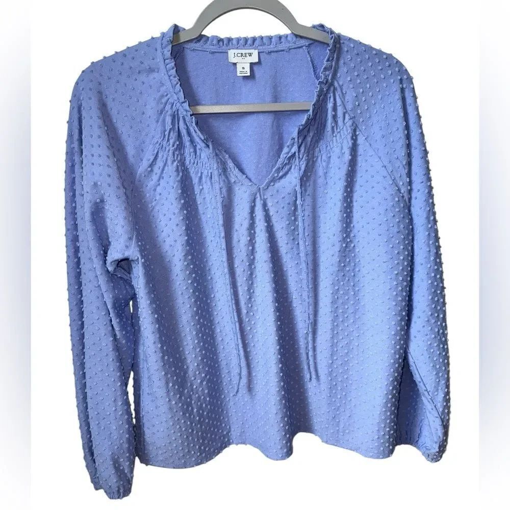 J. Crew Women's Blue Textured Top Long Sleeve Size Small